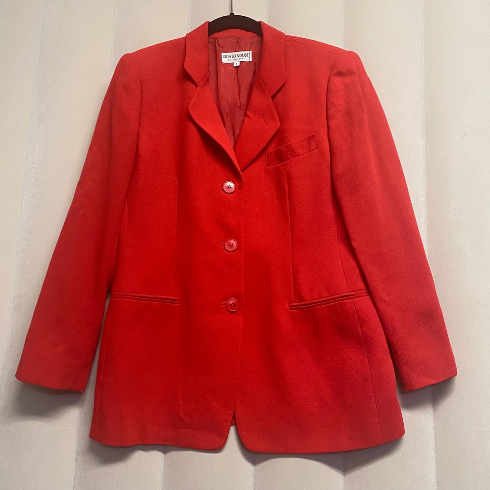 Vintage Giorgio Armani Le Collezioni Women's Red Blazer Jacket Size 8 Italy